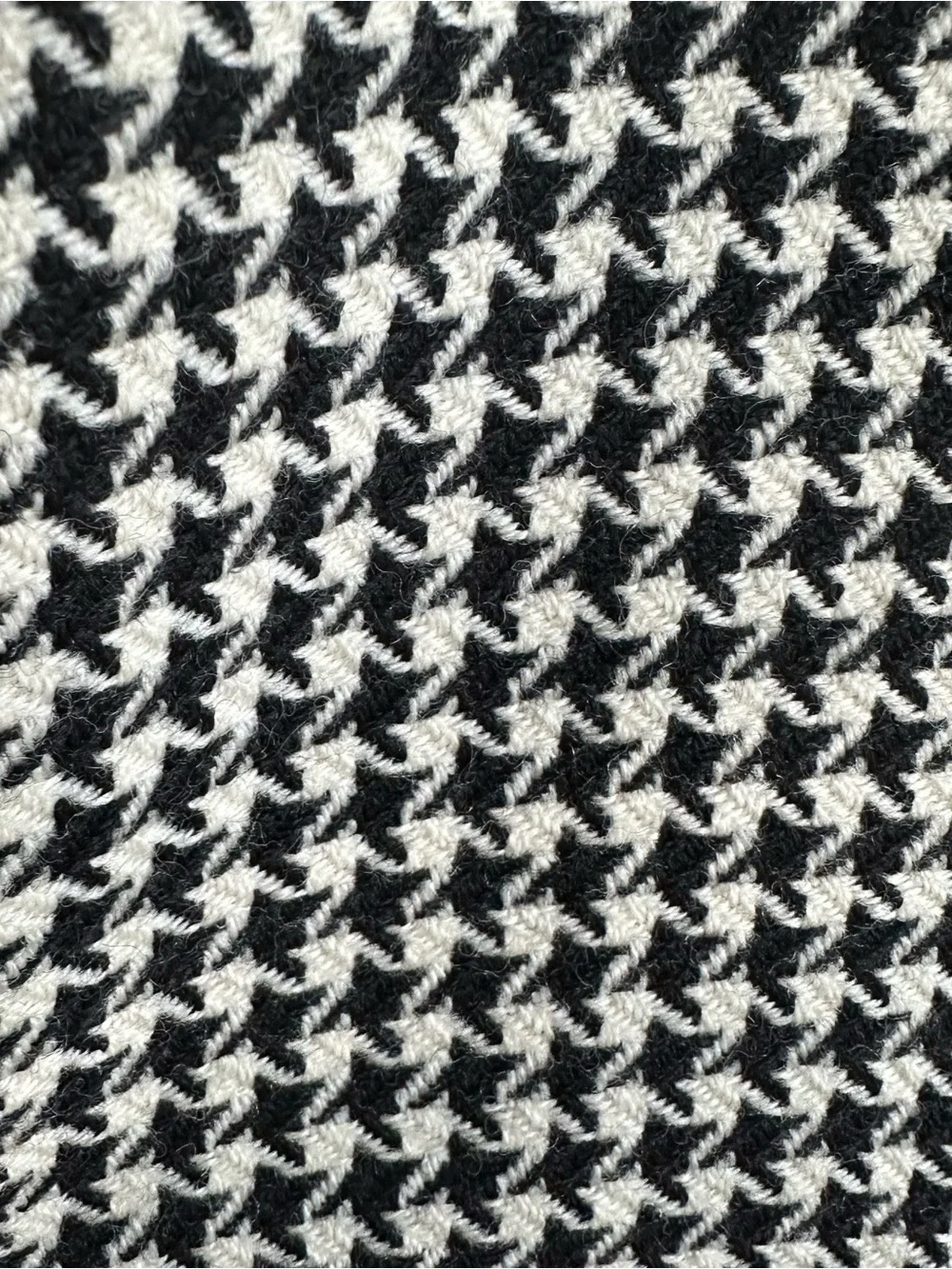 Ellen Raines Martin Black and White Houndstooth  & Velvet Scarf